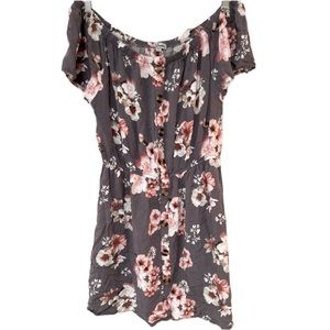 J For Justify 2XL Plus Summer Dress Elastic Gathered Waist Gray/Purple